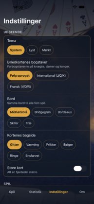 Indstillinger — Kort