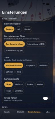 Einstellungen — Karten