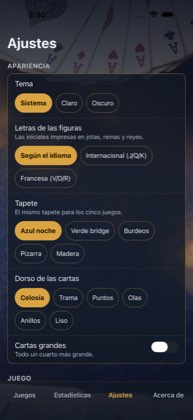 Ajustes — Cartas