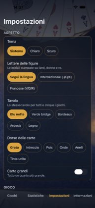 Impostazioni — Carte